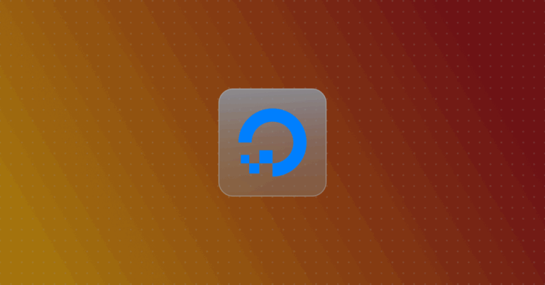 DigitalOcean logo on a colorful Background