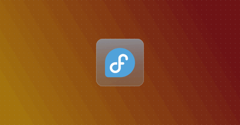 Fedora logo on a colorful background