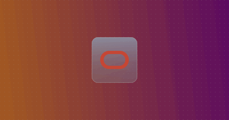 Oracle logo on a colorful background