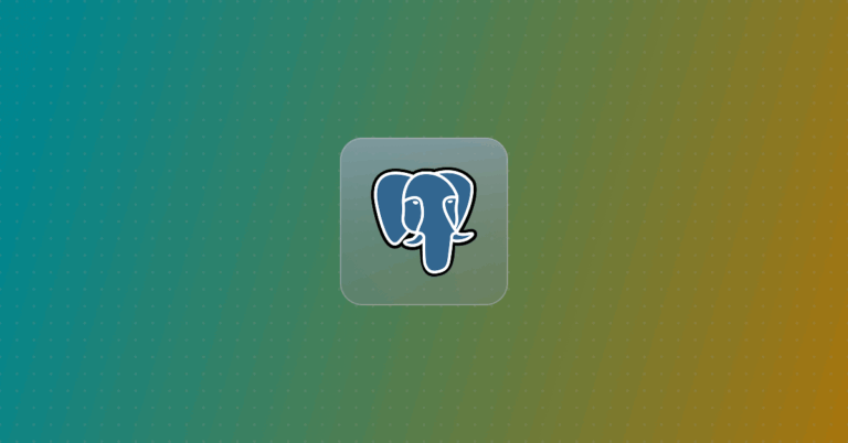 PostgreSQL logo on a colorful background