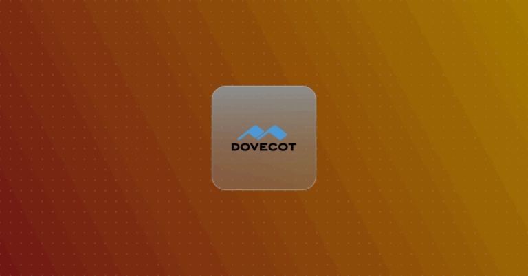 Dovecot logo on a colorful background