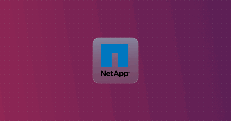 NetApp logo on a colorful background